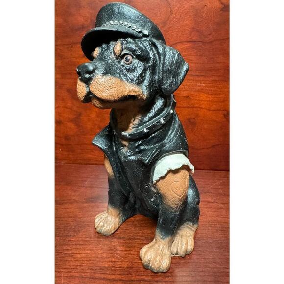 Vintage 1995 Rottweiler In Leather Biker Dog Statue 11” Mom Tattoo Motorcycle - Picture 1 of 9
